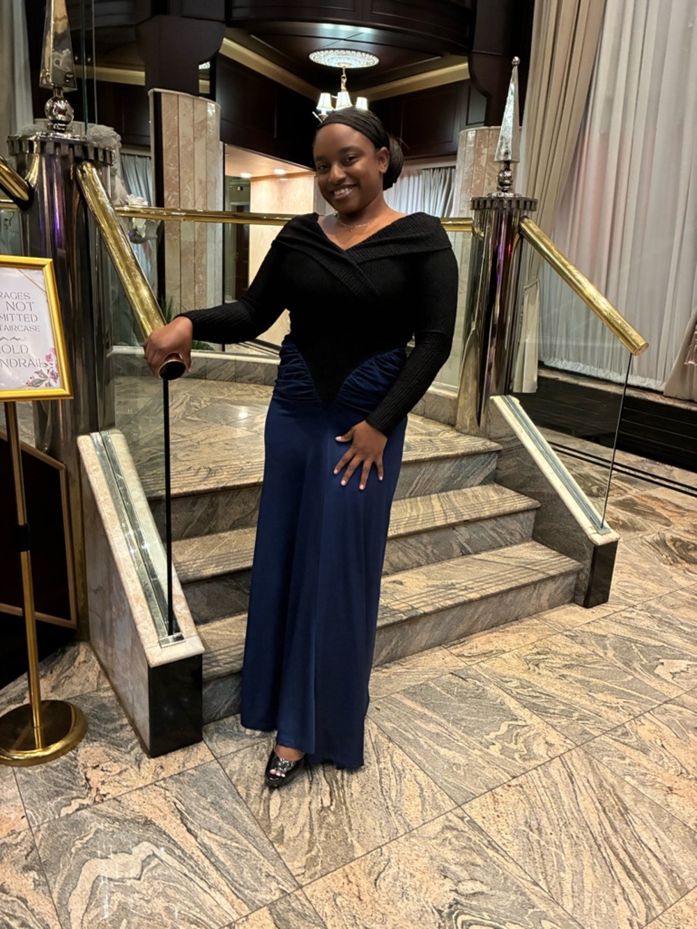 SHEIN Black & Navy Blue Two-Tone Maxi Dress - Picture 7 of 7